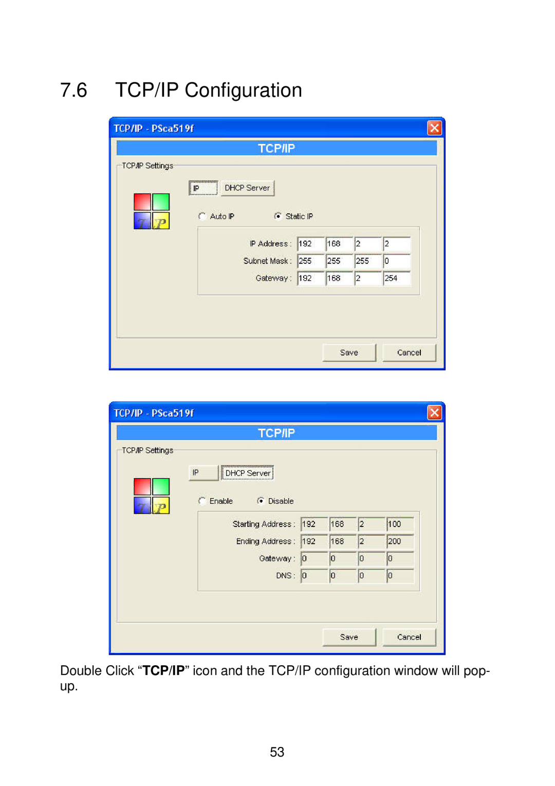 MicroNet Technology SP766W user manual TCP/IP Configuration 