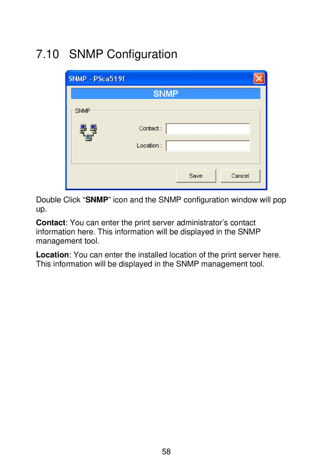 MicroNet Technology SP766W user manual Snmp Configuration 