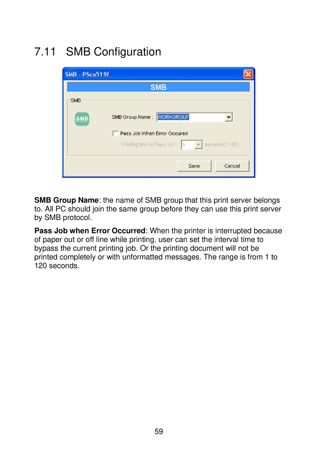 MicroNet Technology SP766W user manual SMB Configuration 