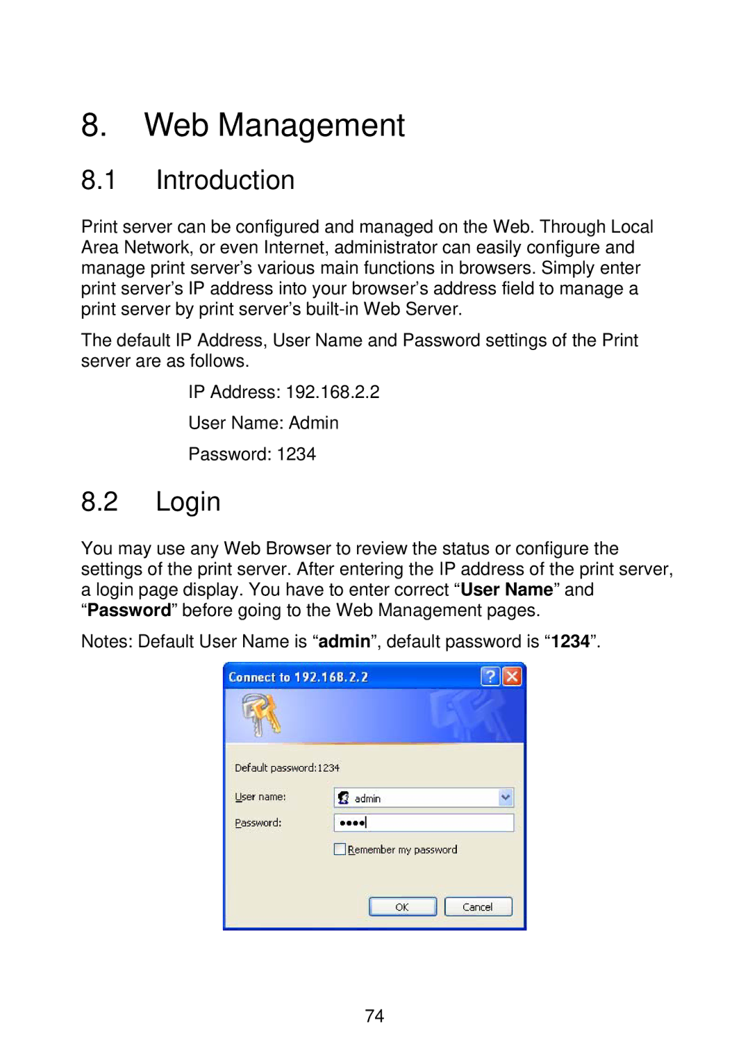 MicroNet Technology SP766W user manual Web Management, Login 