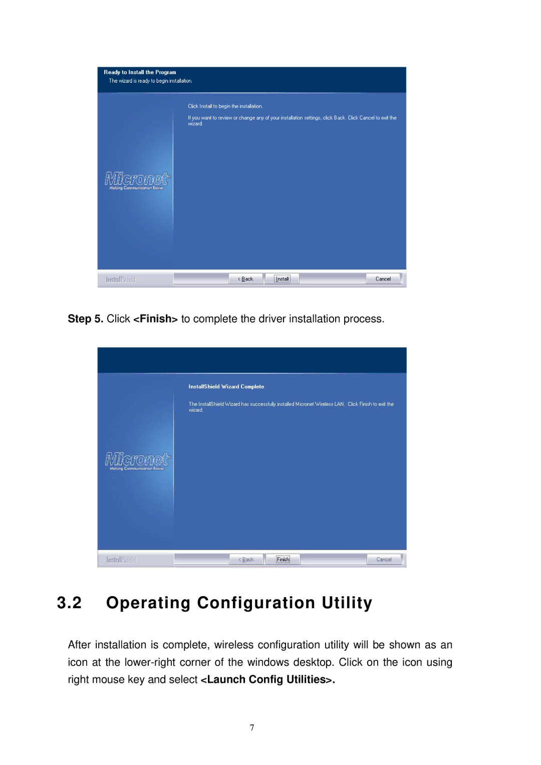 MicroNet Technology SP907NL user manual Operating Configuration Utility 