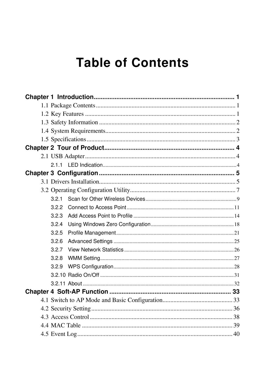 MicroNet Technology SP907NL user manual Table of Contents 