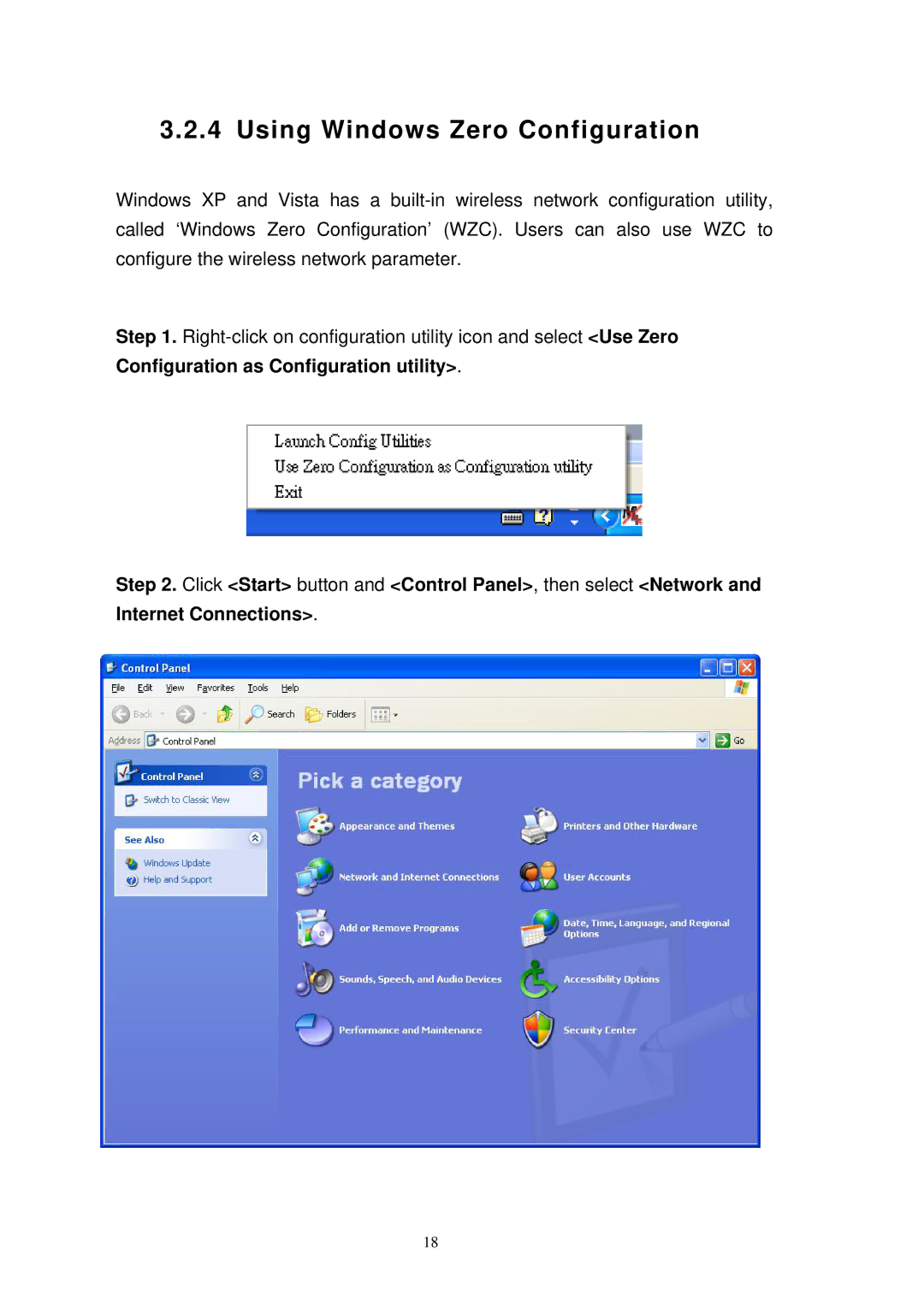 MicroNet Technology SP907NL user manual Using Windows Zero Configuration 