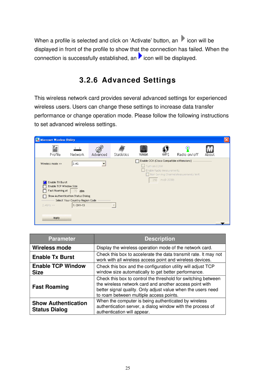 MicroNet Technology SP907NL user manual Advanced Settings 