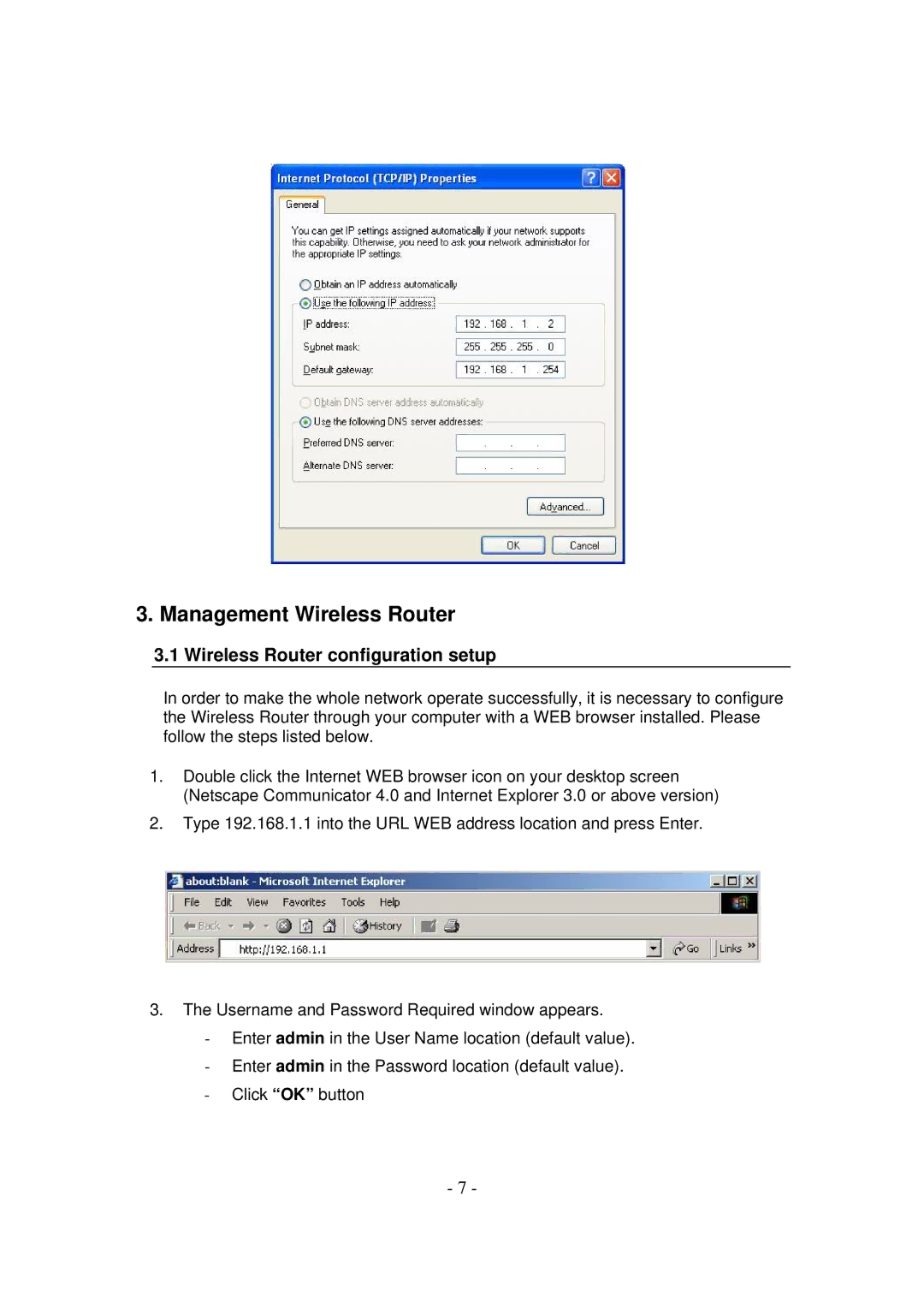 MicroNet Technology SP916GK user manual Management Wireless Router, Wireless Router configuration setup 