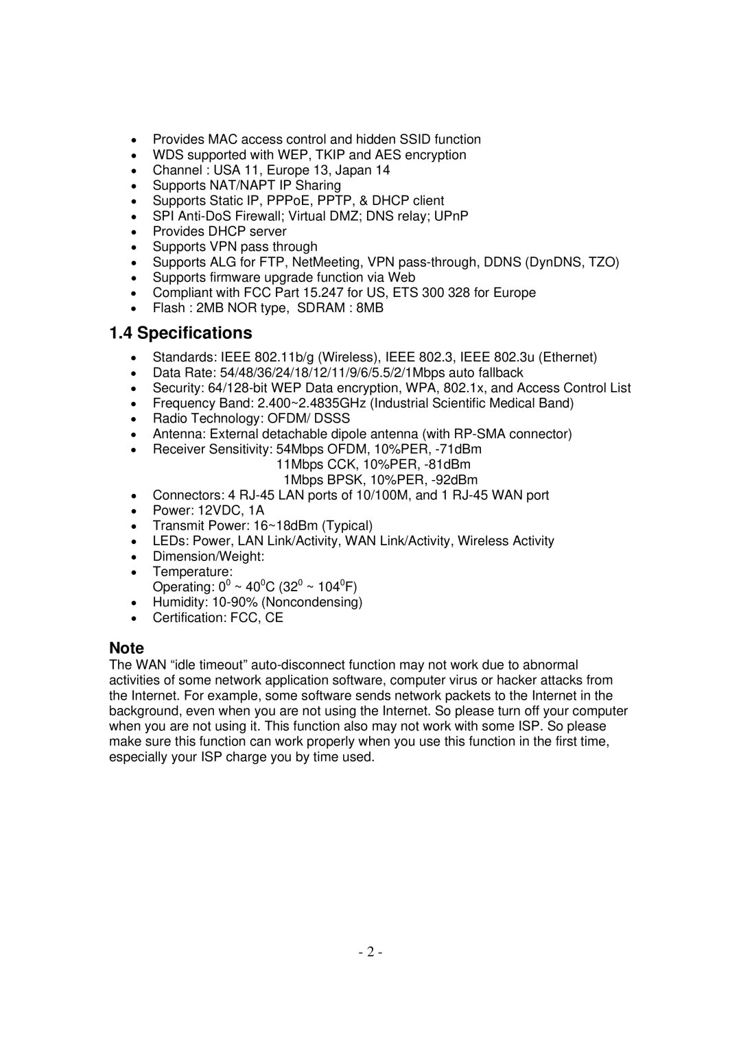 MicroNet Technology SP916GK user manual Specifications 