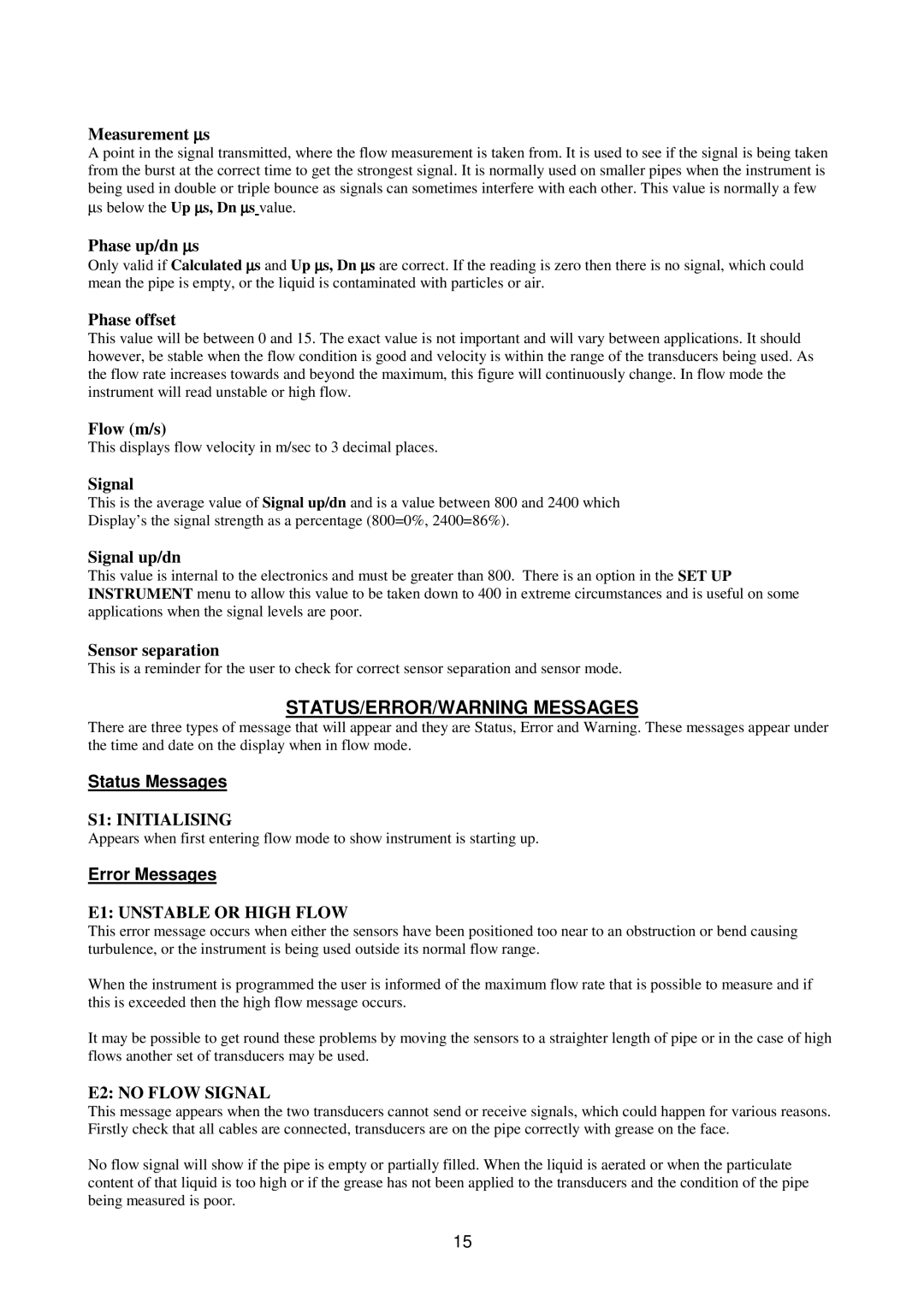 Micronics 216 manual Status Messages, Error Messages 