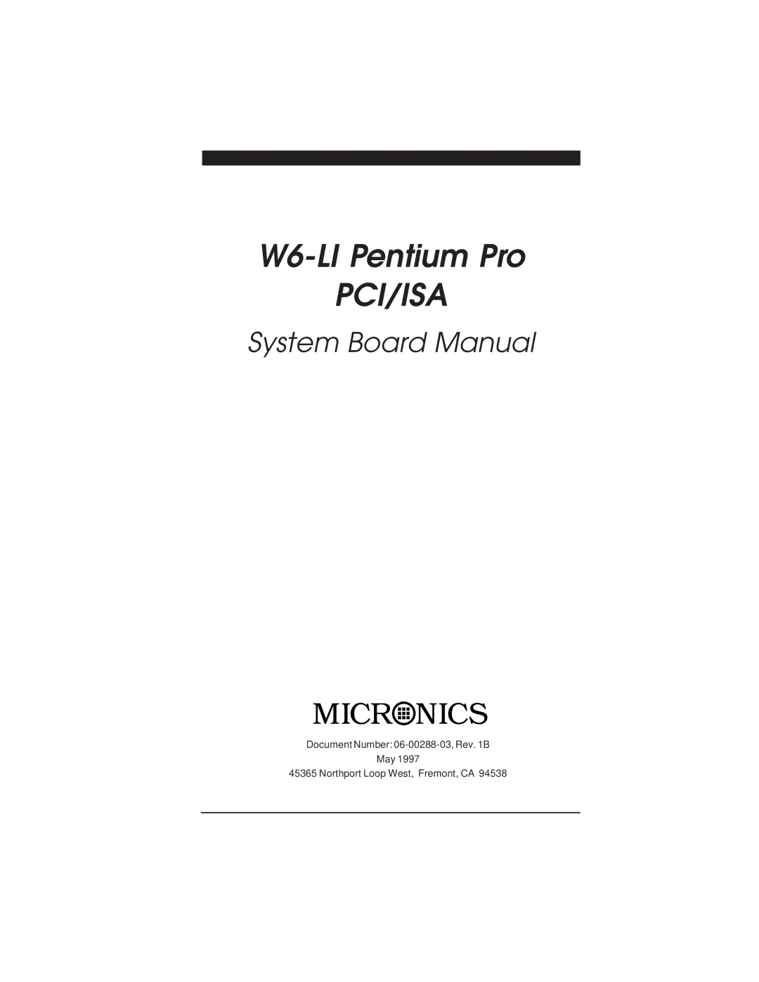 Micronics W6-LI manual Pci/Isa 