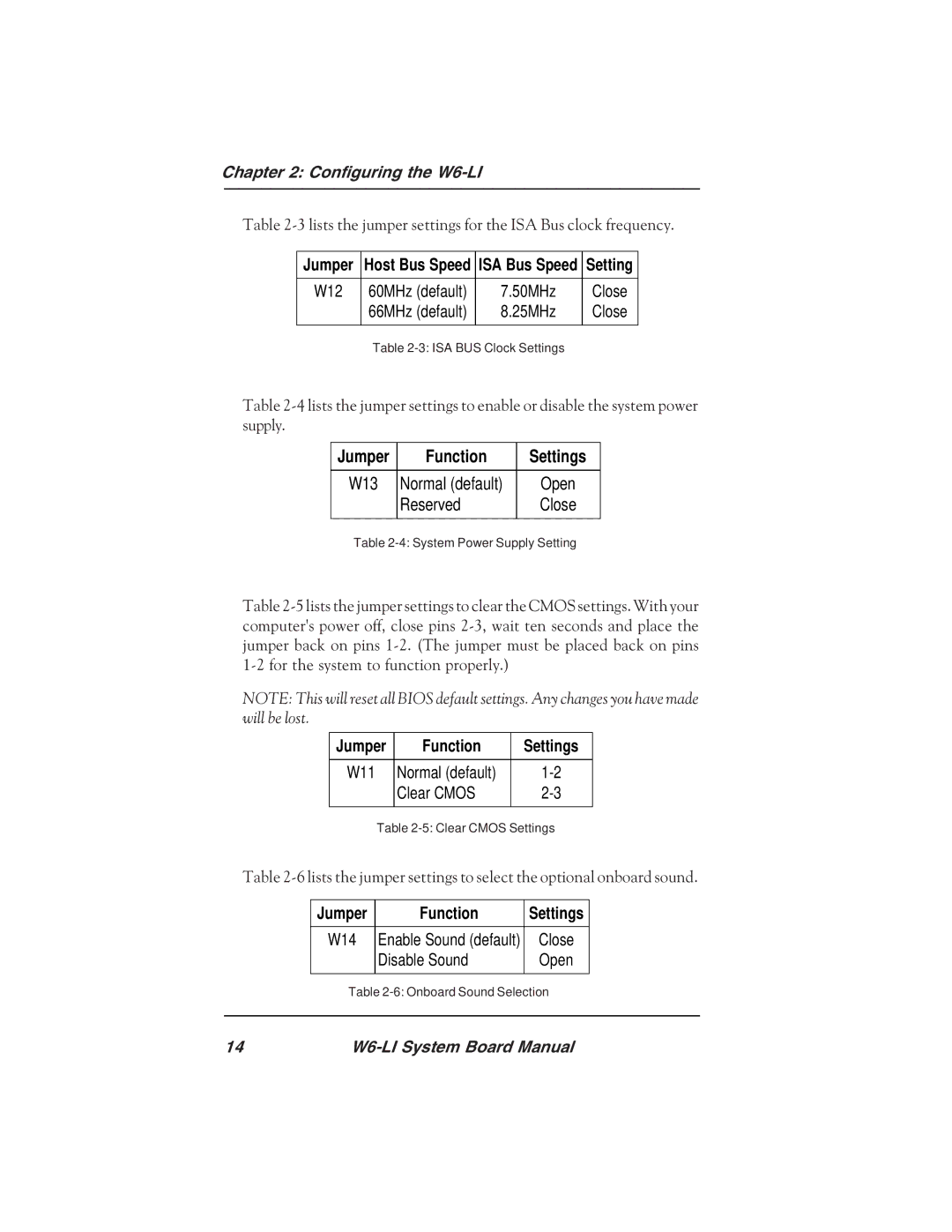 Micronics W6-LI manual Function Settings 