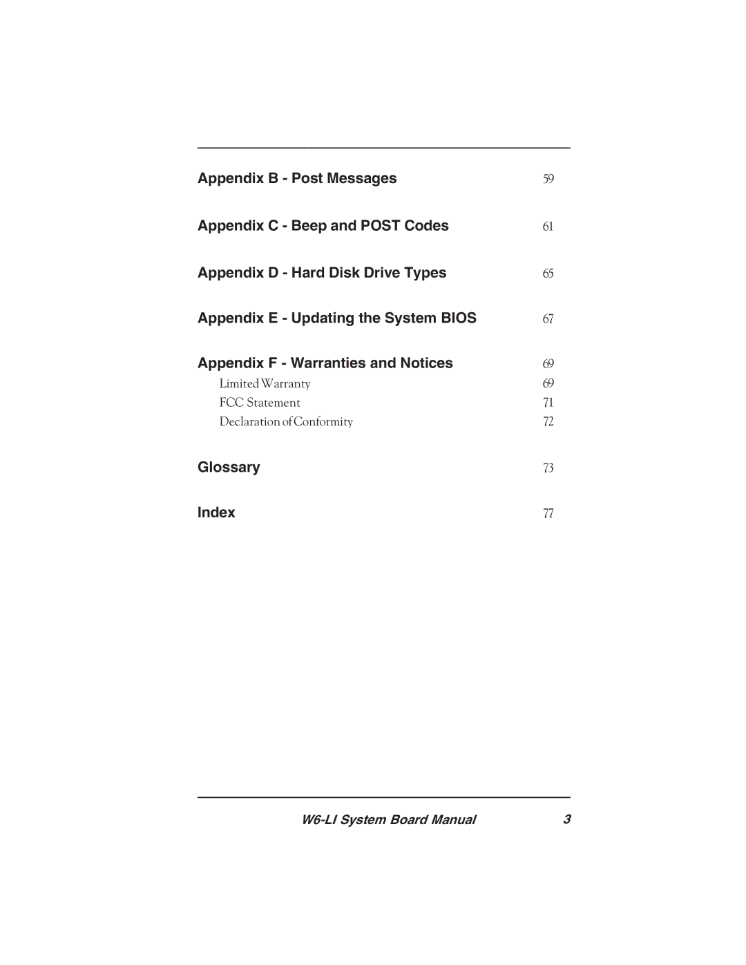 Micronics W6-LI manual Glossary Index 