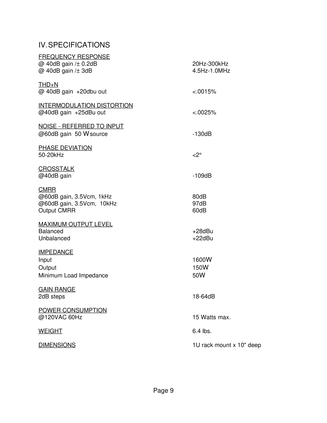 Microplane 201 owner manual Iv.Specifications 