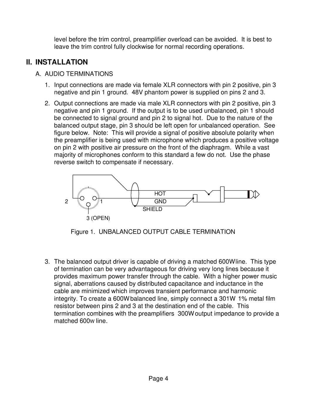 Microplane 201 owner manual II. Installation, Audio Terminations 