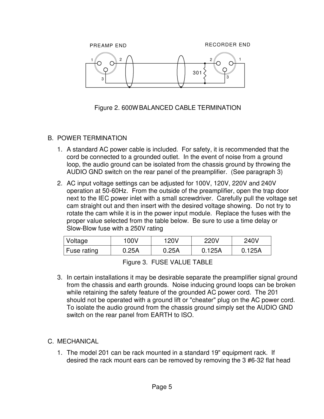 Microplane 201 owner manual Power Termination, Mechanical 