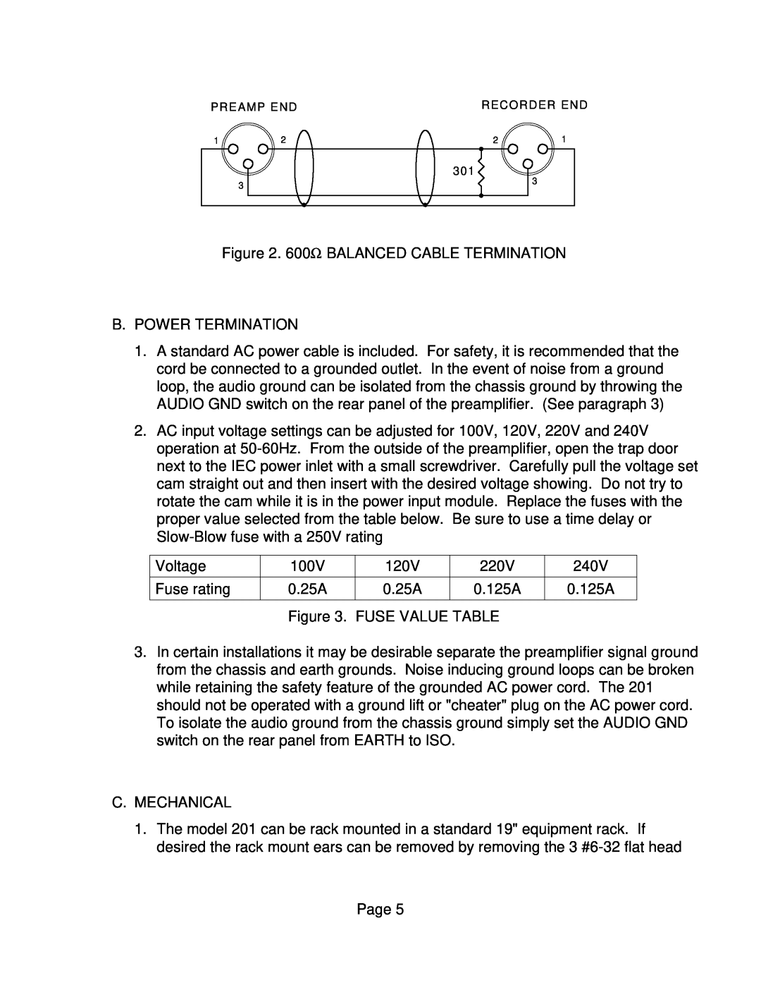 Microplane 201 owner manual 600Ω BALANCED CABLE TERMINATION 