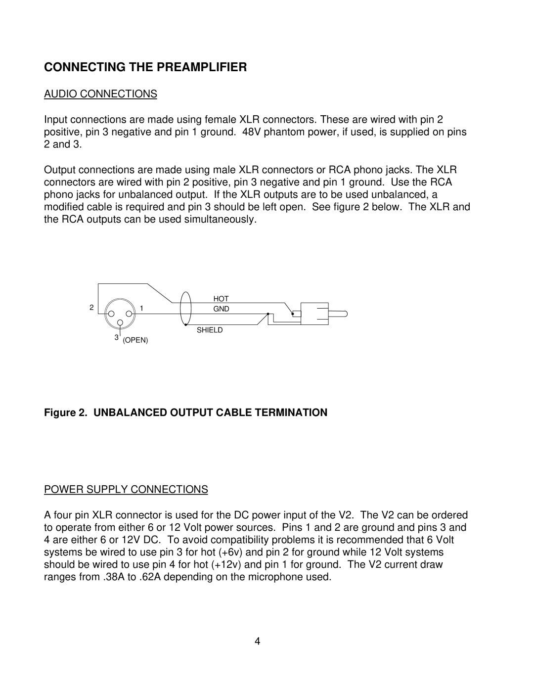 Microplane LUNATEC V2 owner manual Connecting the Preamplifier, Audio Connections, Power Supply Connections 