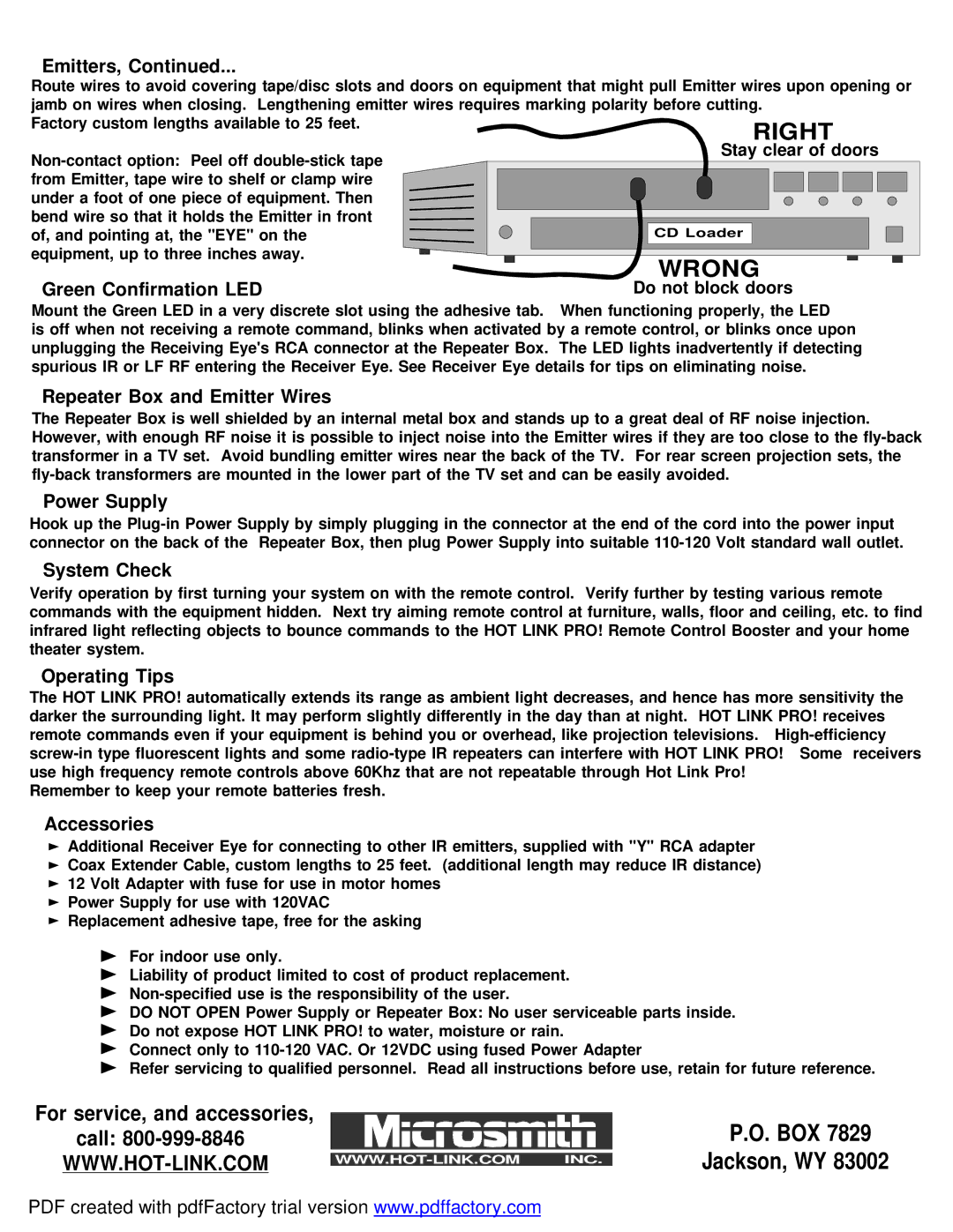 Microsmith EXPX6 setup guide Right, Wrong 