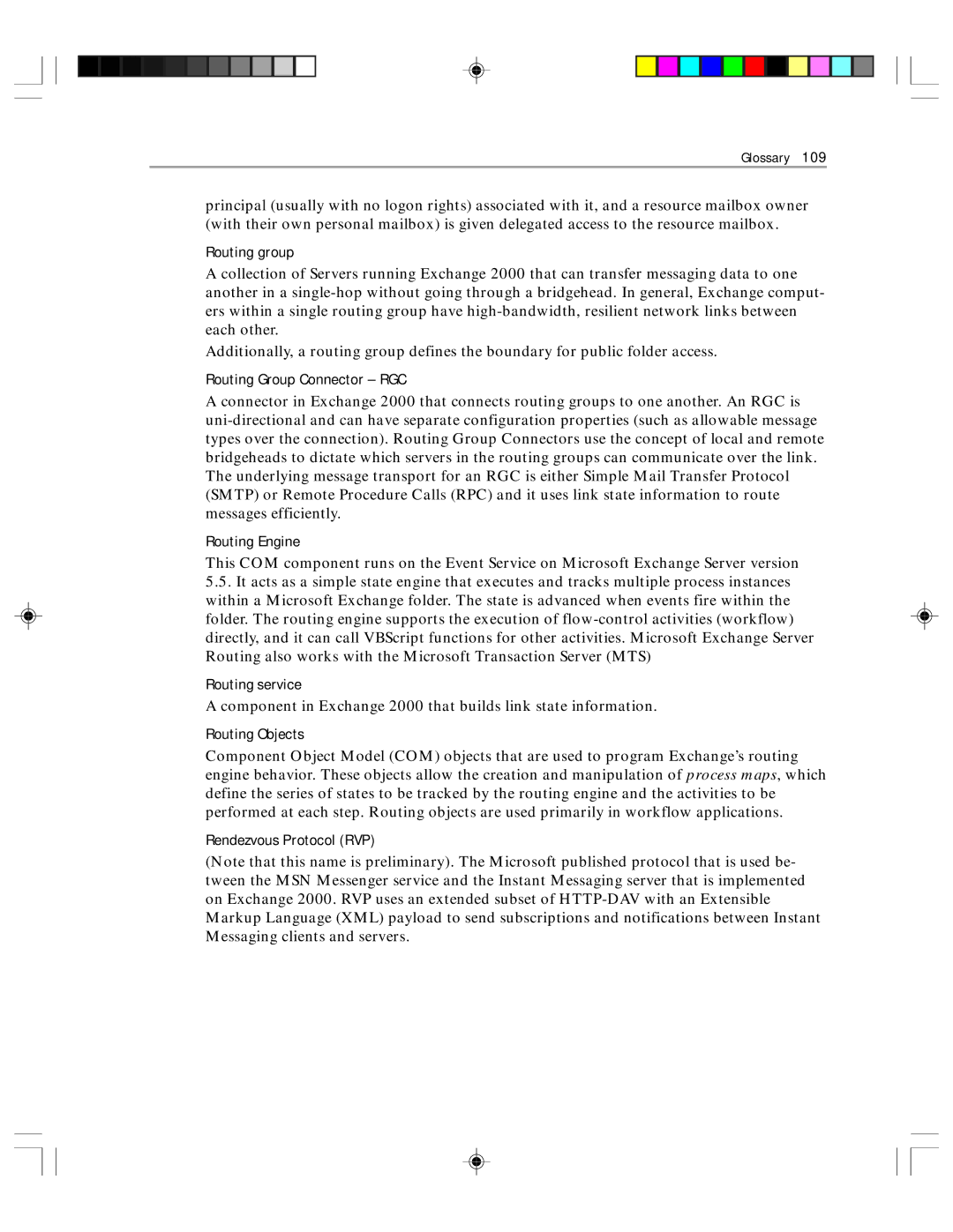 Microsoft 1 manual Routing group, Routing Group Connector RGC, Routing Engine, Routing service, Routing Objects 