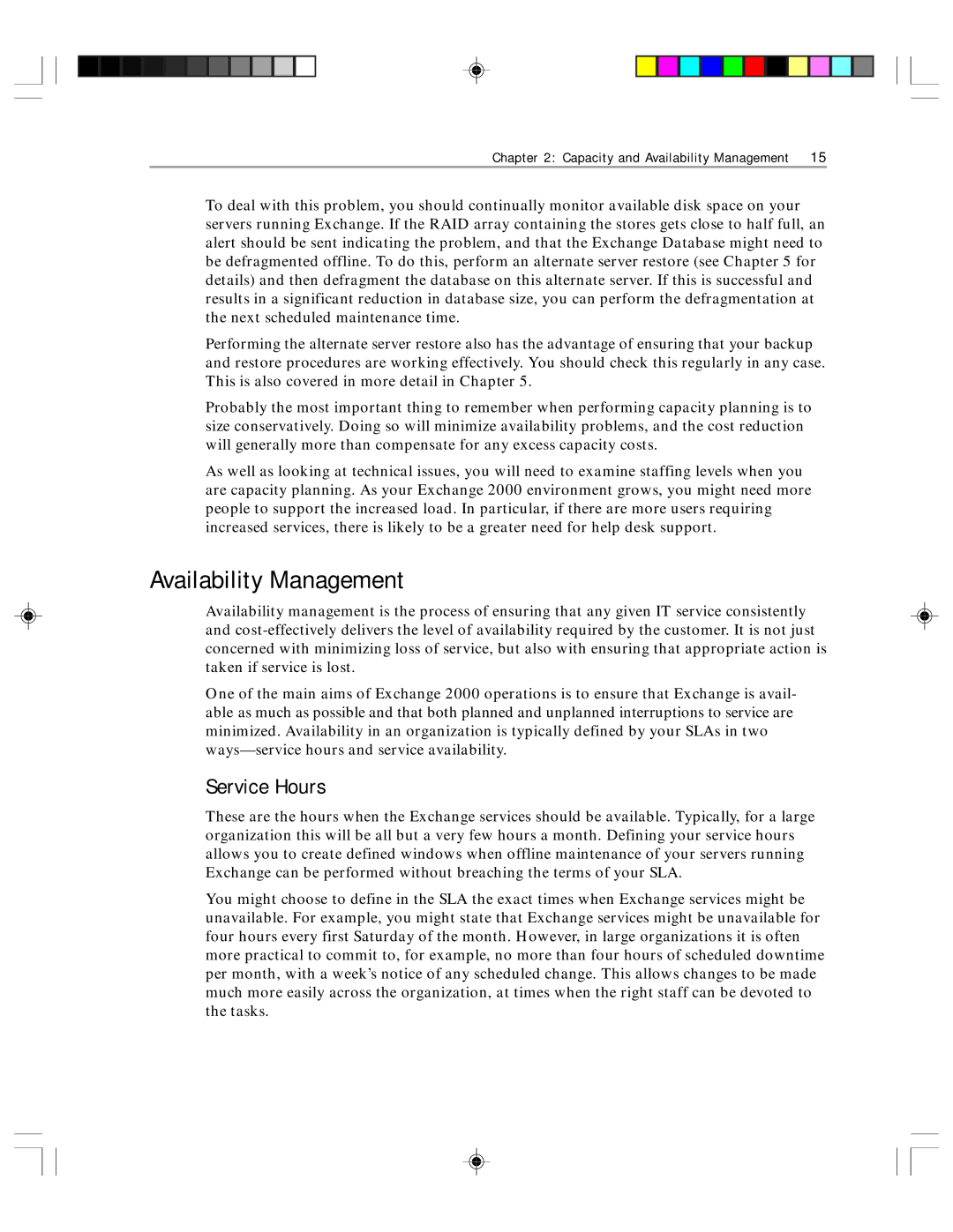 Microsoft 1 manual Availability Management, Service Hours 