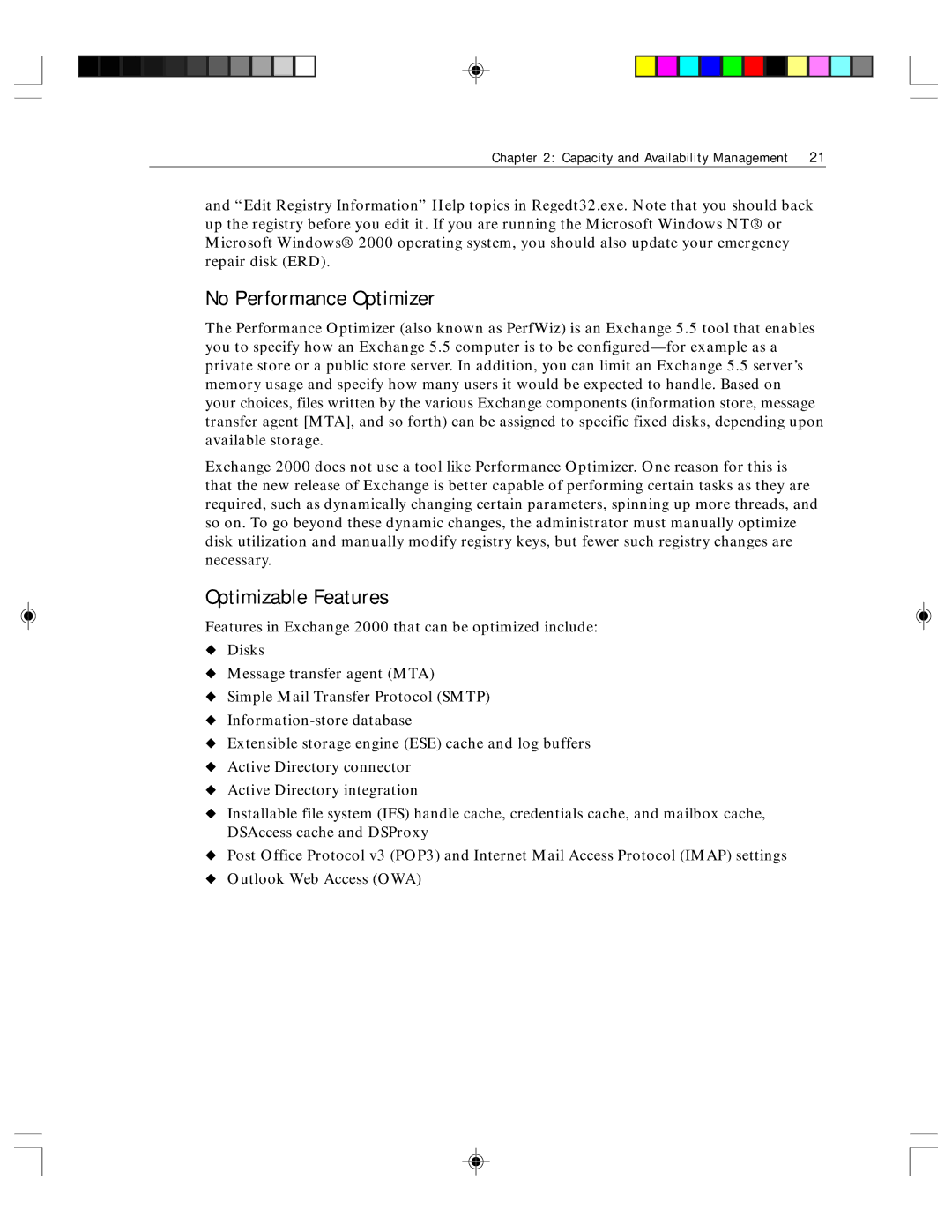 Microsoft 1 manual No Performance Optimizer, Optimizable Features 