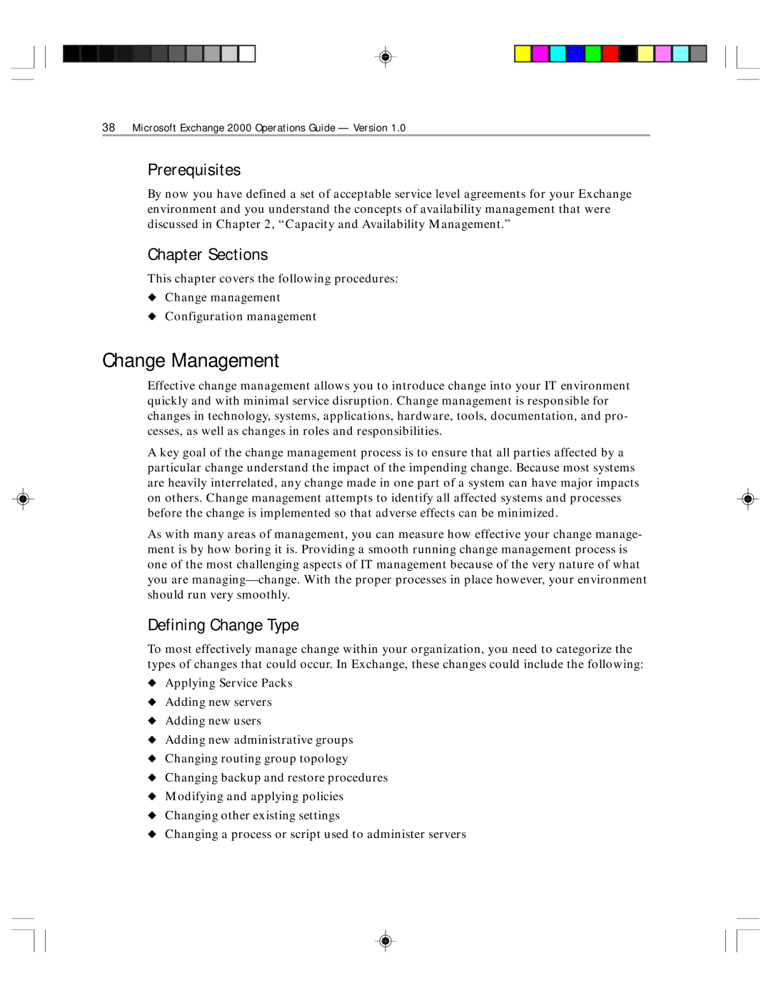 Microsoft 1 manual Change Management, Prerequisites, Defining Change Type 