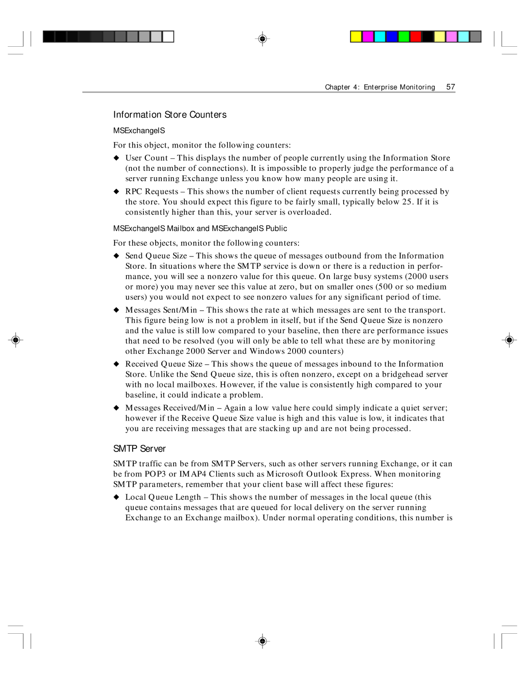 Microsoft 1 manual Information Store Counters, Smtp Server, MSExchangeIS Mailbox and MSExchangeIS Public 