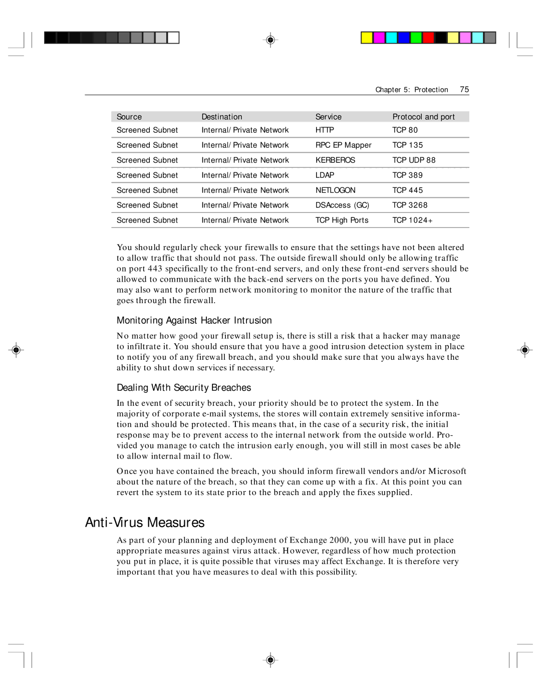 Microsoft 1 manual Anti-Virus Measures, Monitoring Against Hacker Intrusion, Dealing With Security Breaches 