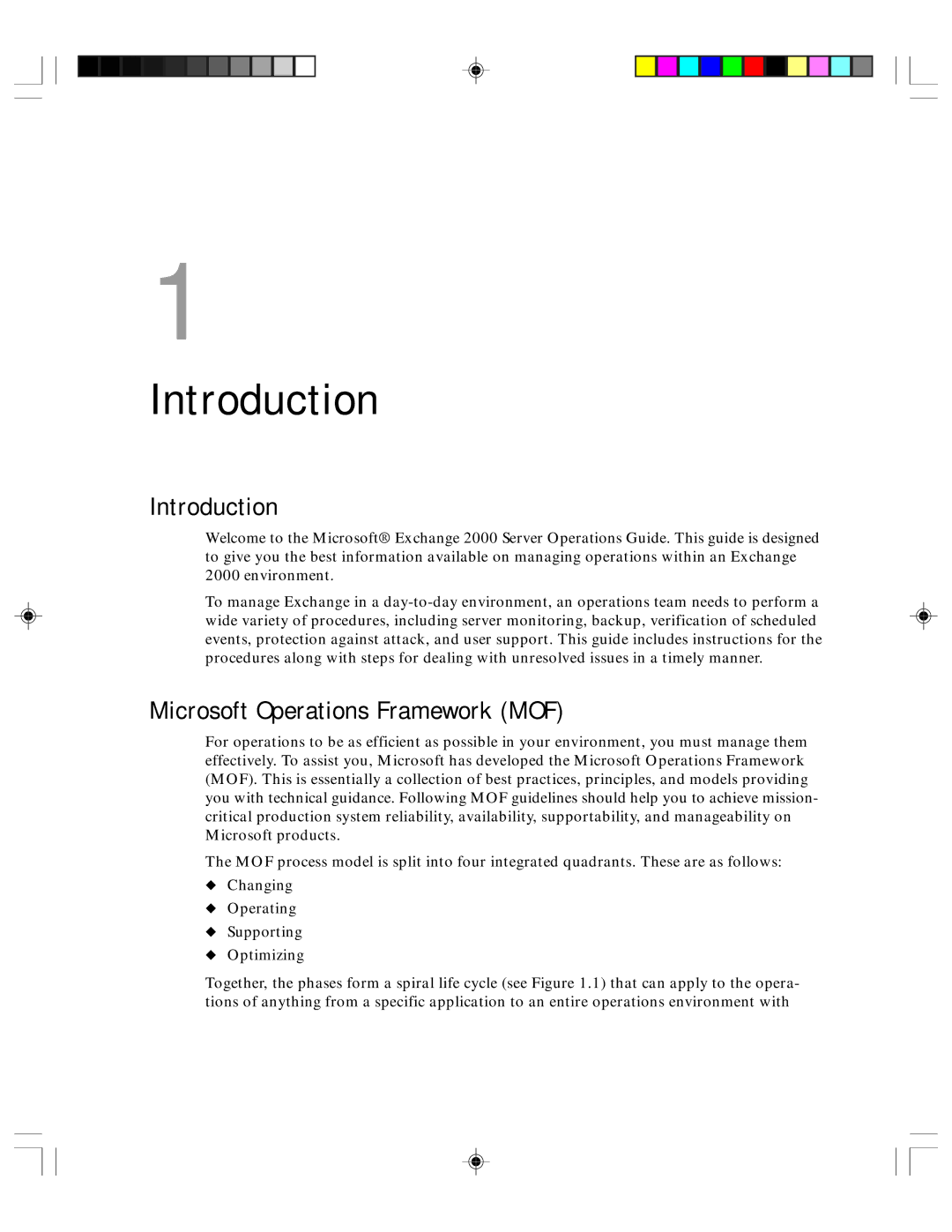 Microsoft 1 manual Introduction, Microsoft Operations Framework MOF 