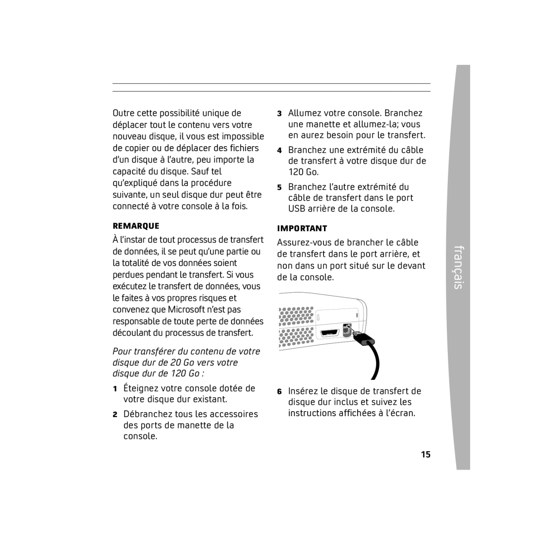 Microsoft 120 GB Hard Drive, X136898501mnl manual Français 