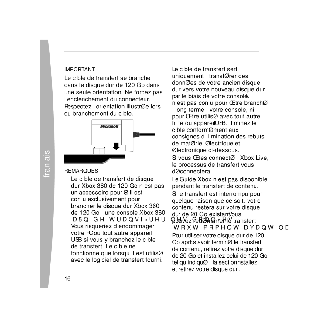 Microsoft X136898501mnl, 120 GB Hard Drive manual Remarques 