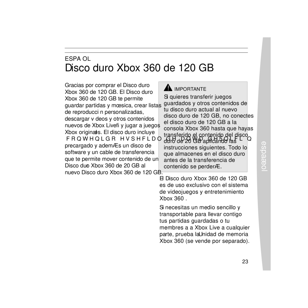 Microsoft 120 GB Hard Drive, X136898501mnl manual Disco duro Xbox 360 de 120 GB 