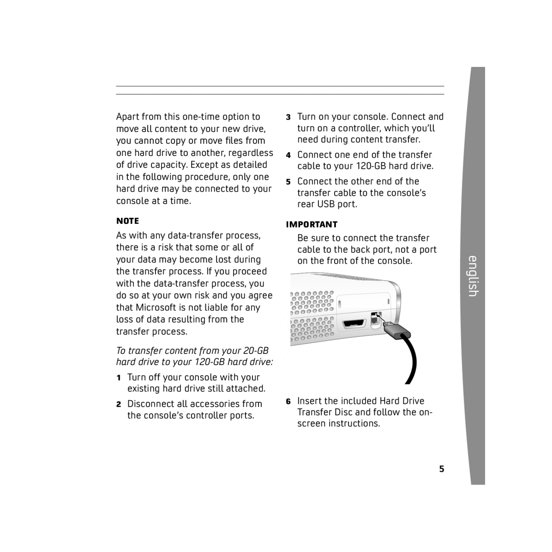 Microsoft 120 GB Hard Drive, X136898501mnl manual English 