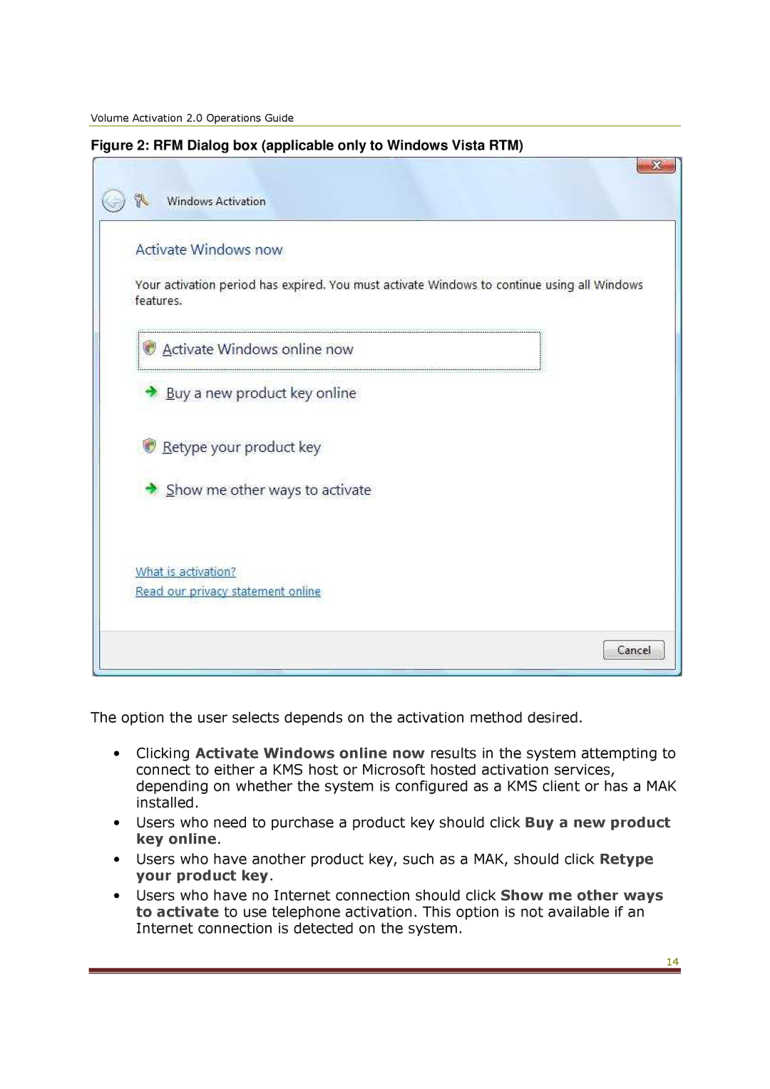 Microsoft 2 manual RFM Dialog box applicable only to Windows Vista RTM 