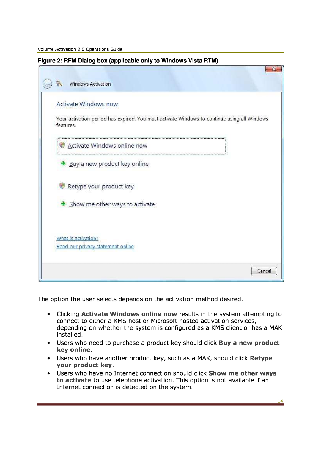 Microsoft 2 manual RFM Dialog box applicable only to Windows Vista RTM 