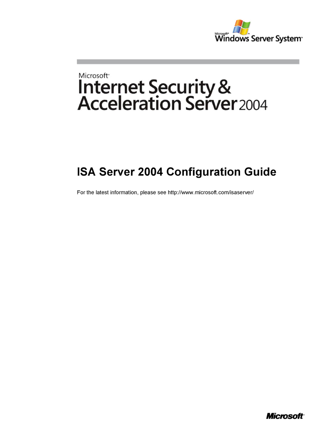 Microsoft manual ISA Server 2004 Configuration Guide 