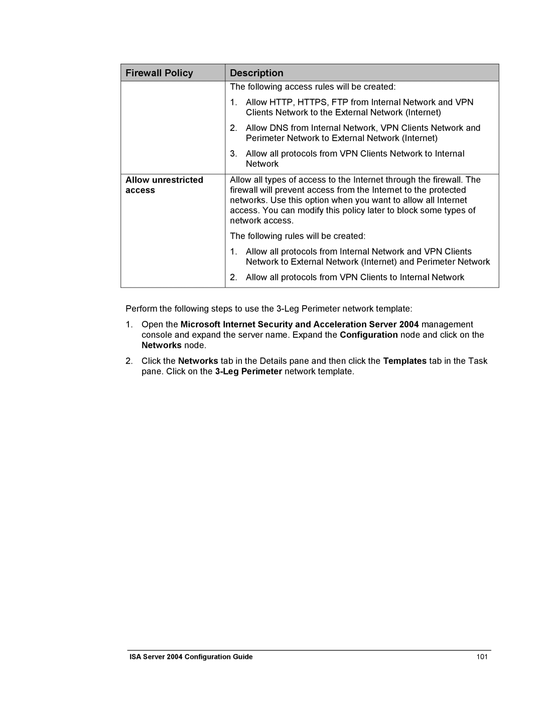 Microsoft 2004 manual Clients Network to the External Network Internet 