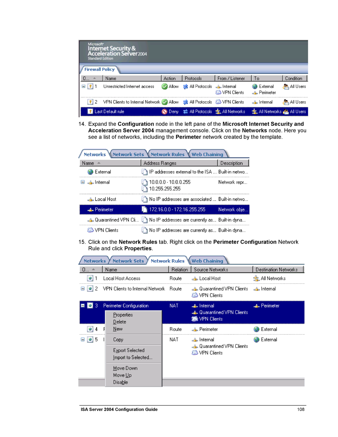 Microsoft manual ISA Server 2004 Configuration Guide 108 