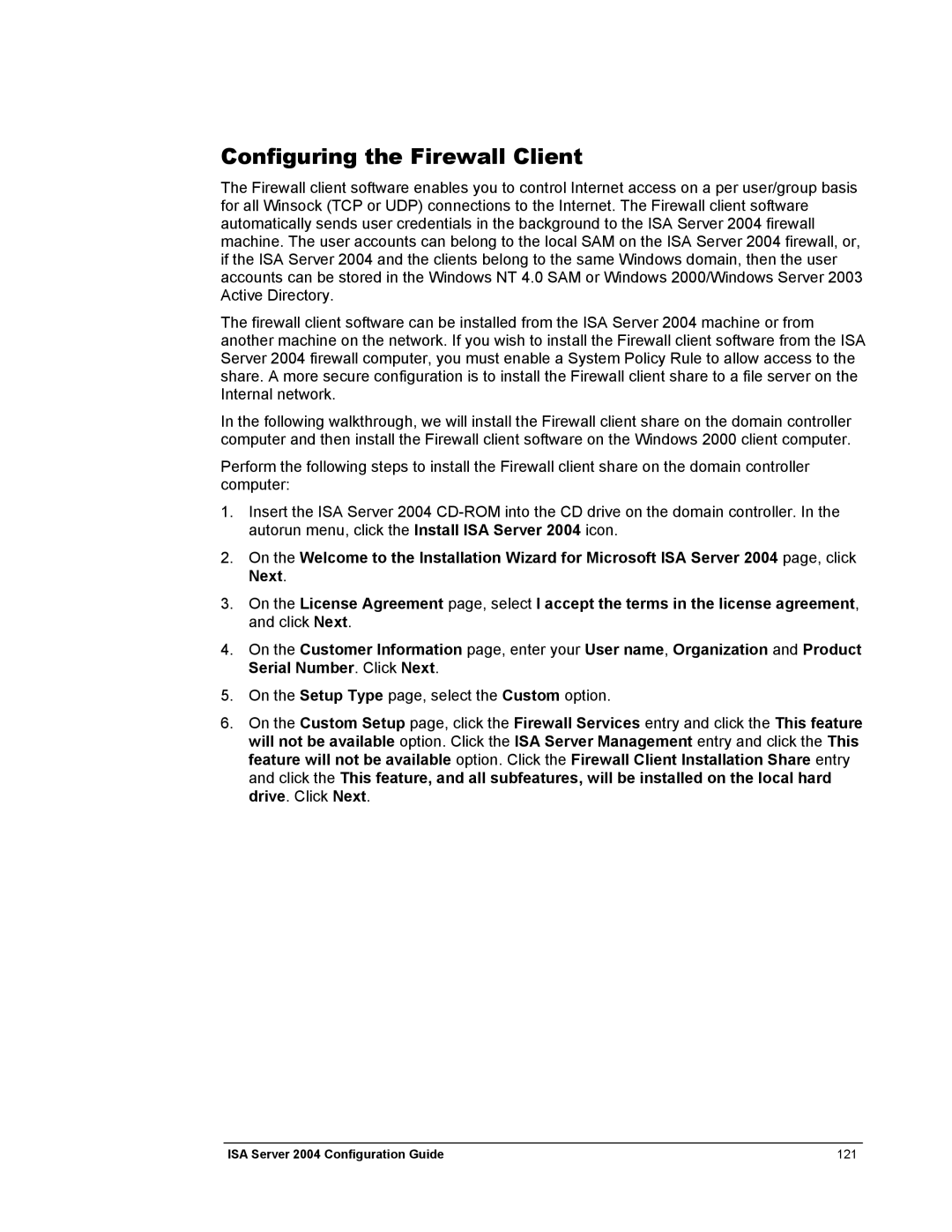 Microsoft 2004 manual Configuring the Firewall Client 