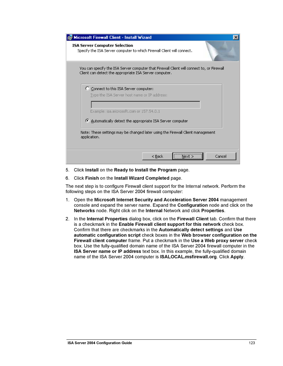 Microsoft manual ISA Server 2004 Configuration Guide 123 