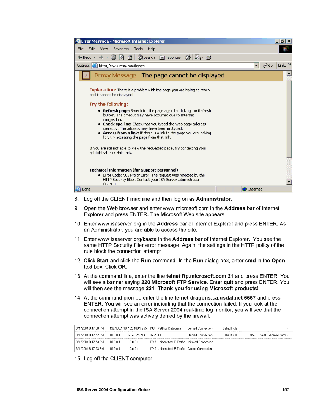 Microsoft manual ISA Server 2004 Configuration Guide 157 