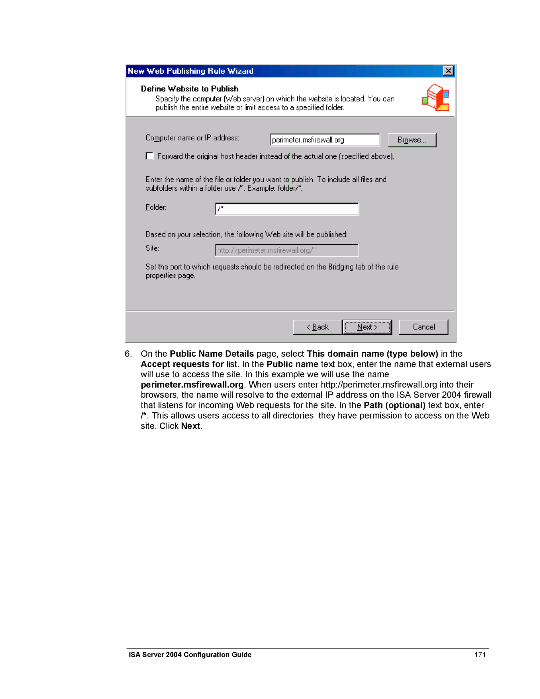 Microsoft manual ISA Server 2004 Configuration Guide 171 