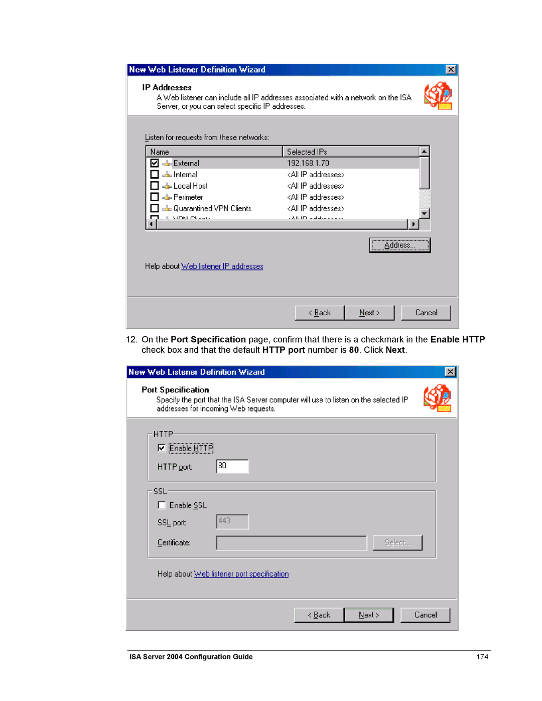 Microsoft manual ISA Server 2004 Configuration Guide 174 