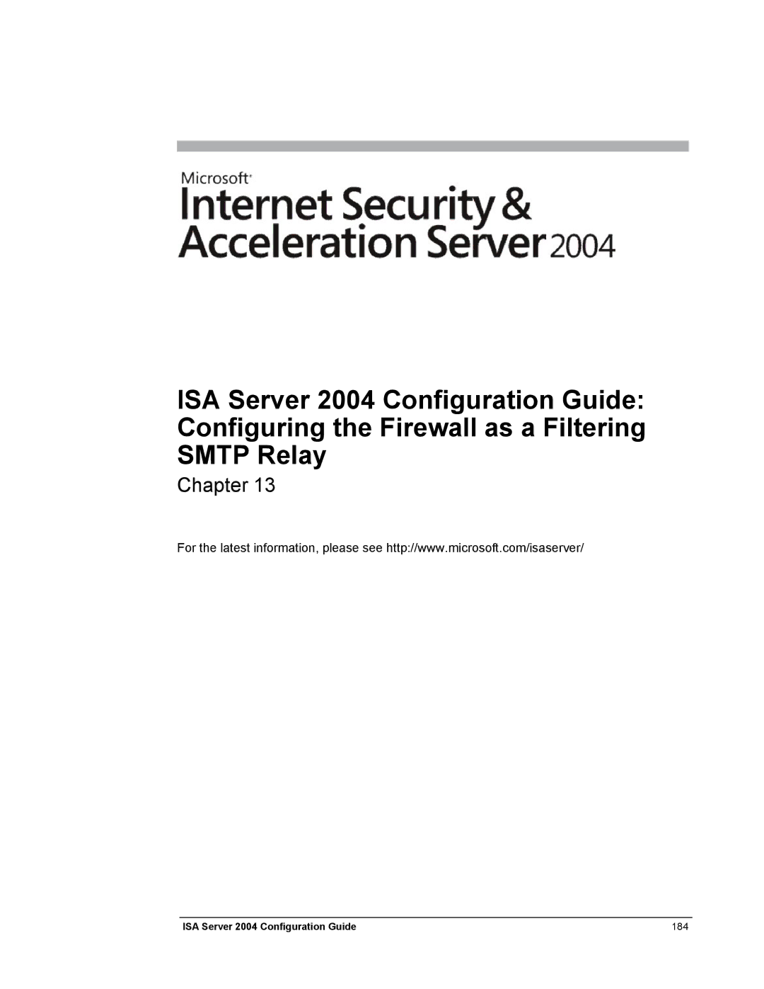 Microsoft manual ISA Server 2004 Configuration Guide 184 