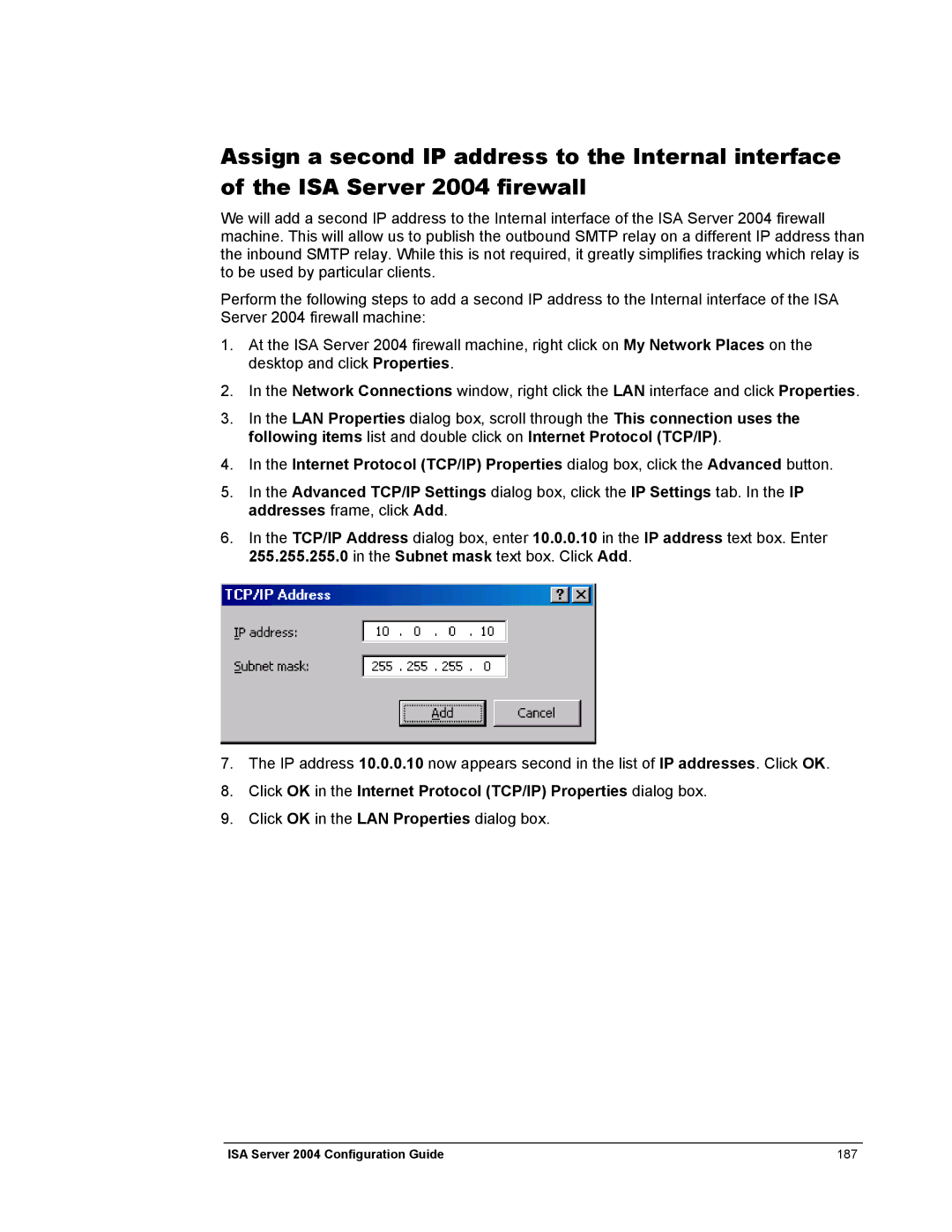 Microsoft 2004 manual Click OK in the LAN Properties dialog box 