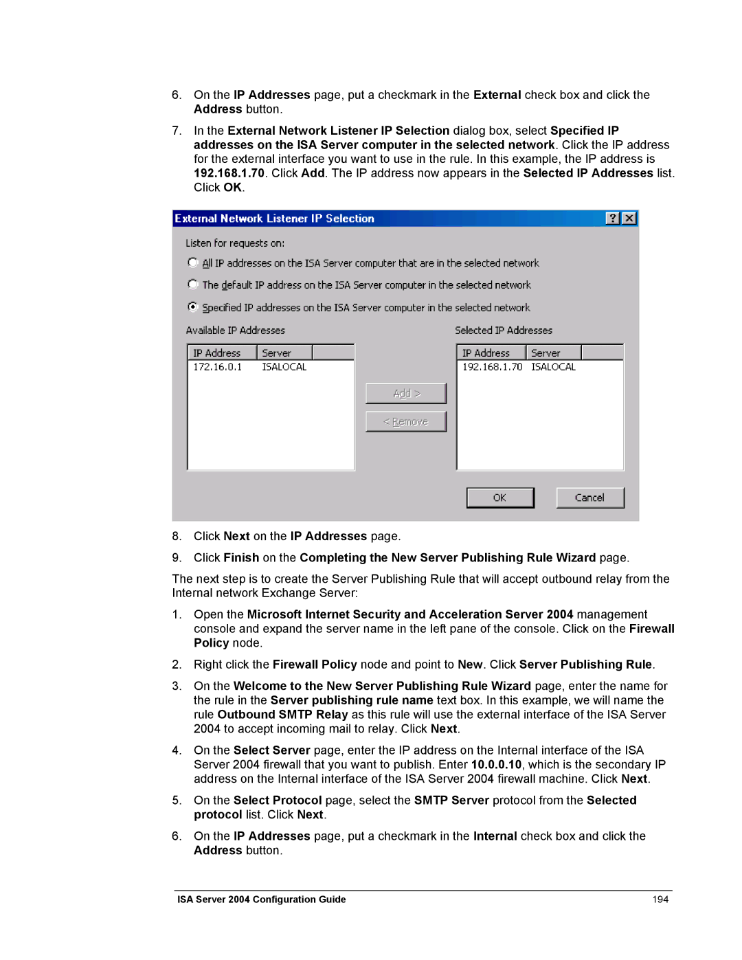 Microsoft manual ISA Server 2004 Configuration Guide 194 