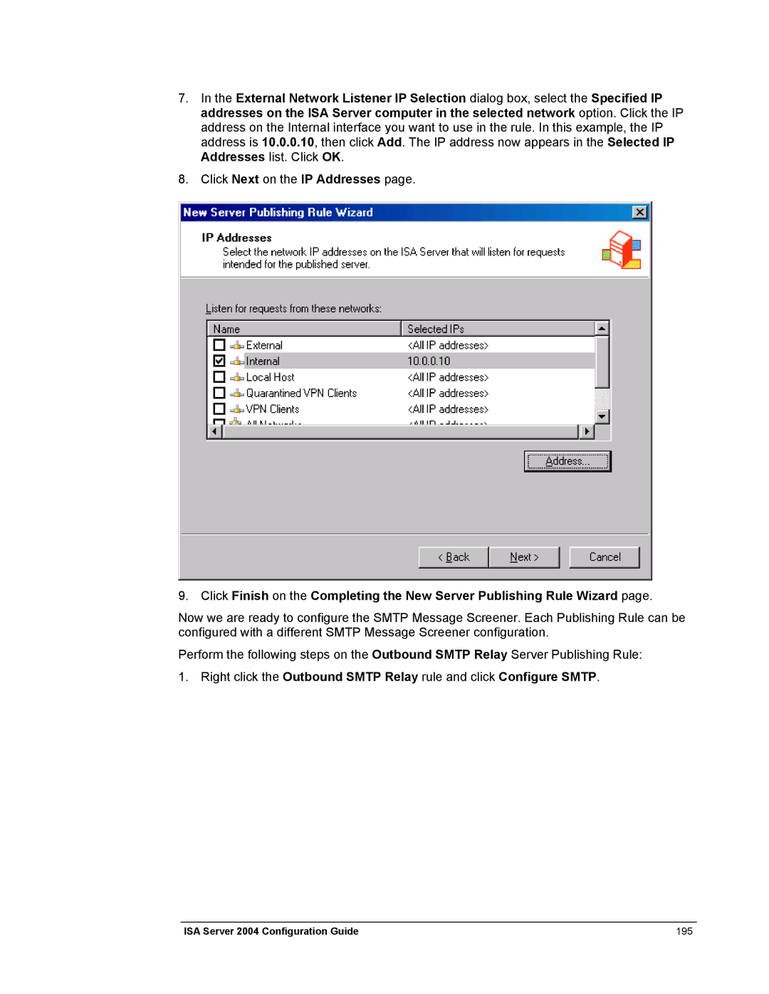 Microsoft manual ISA Server 2004 Configuration Guide 195 