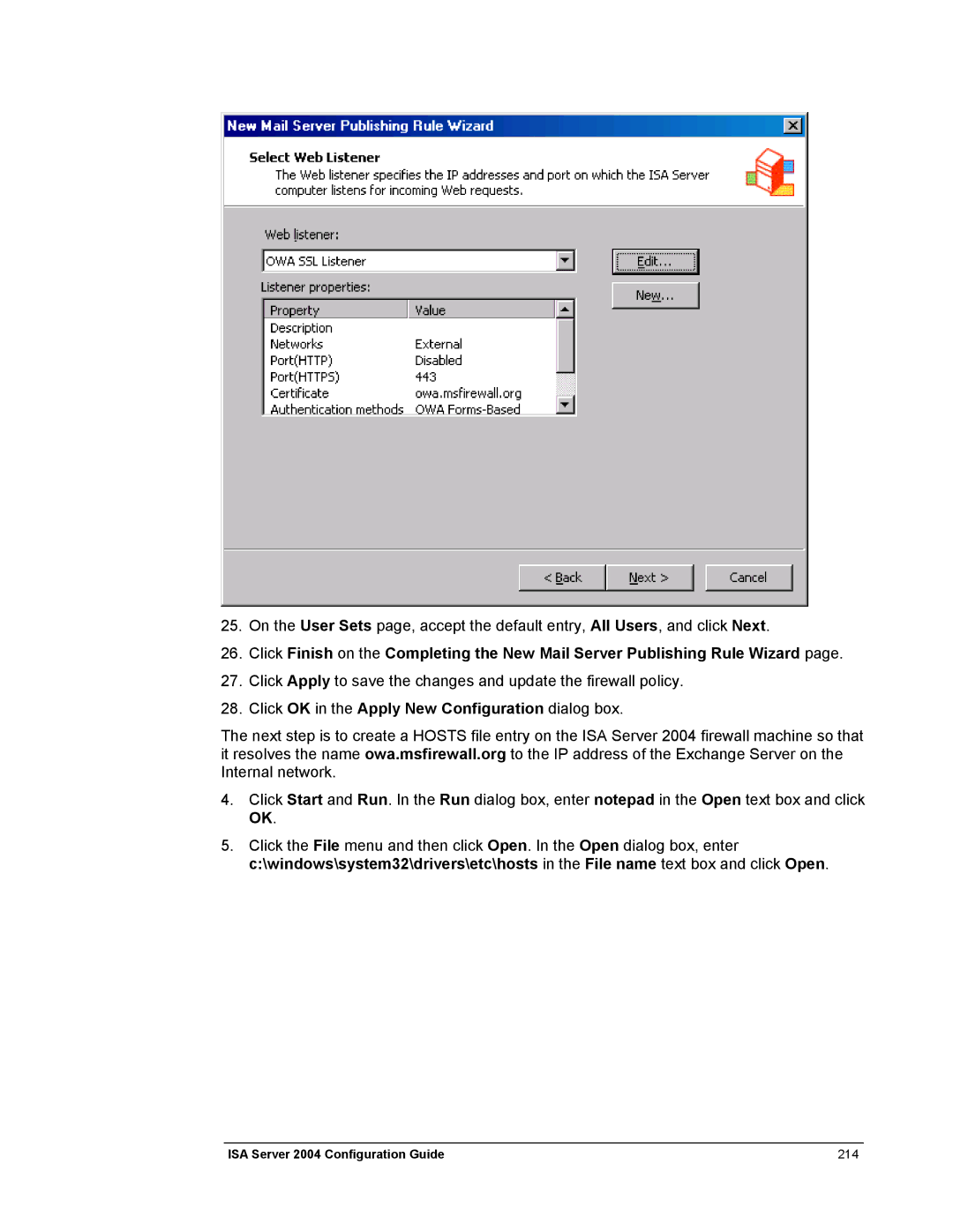 Microsoft manual ISA Server 2004 Configuration Guide 214 