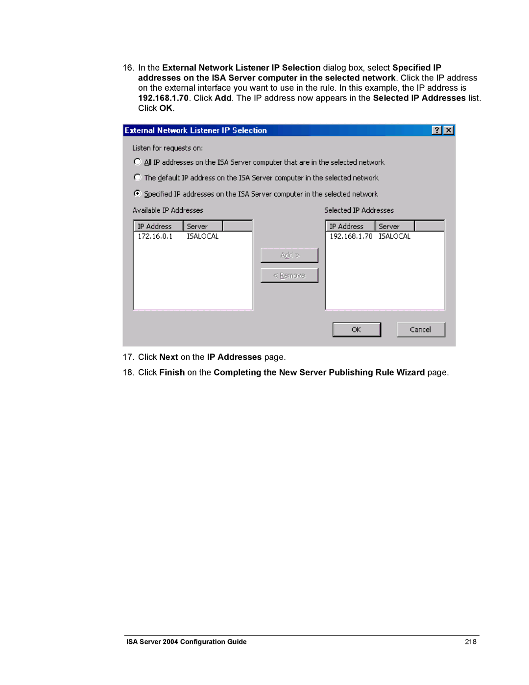 Microsoft manual ISA Server 2004 Configuration Guide 218 