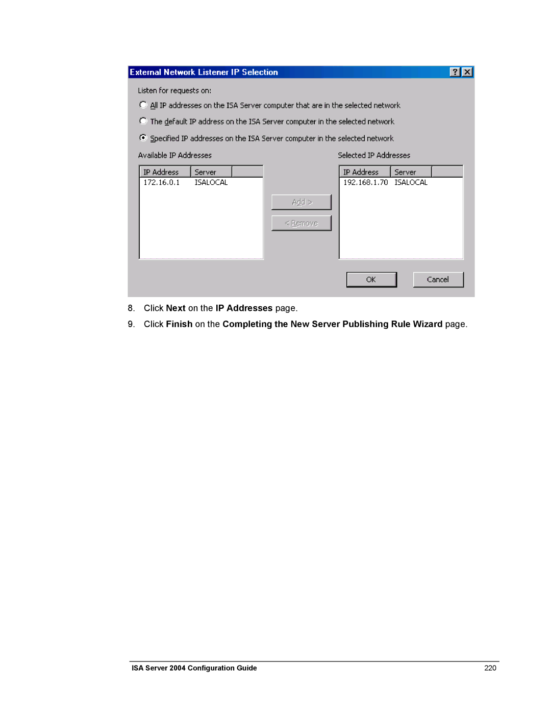 Microsoft manual ISA Server 2004 Configuration Guide 220 