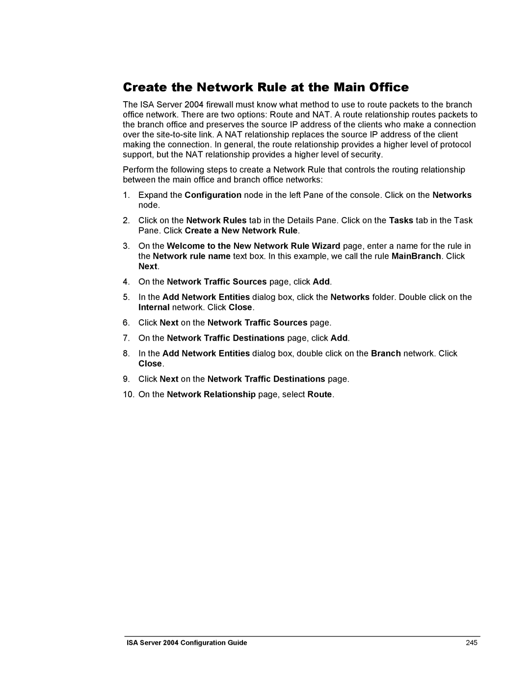 Microsoft 2004 manual Create the Network Rule at the Main Office, On the Network Traffic Sources page, click Add 