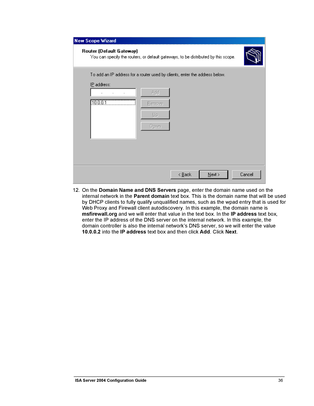 Microsoft manual ISA Server 2004 Configuration Guide 